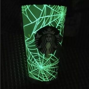 Starbucks Halloween Tumbler 2021 Glow in the Dark Black White Spider Web 16oz